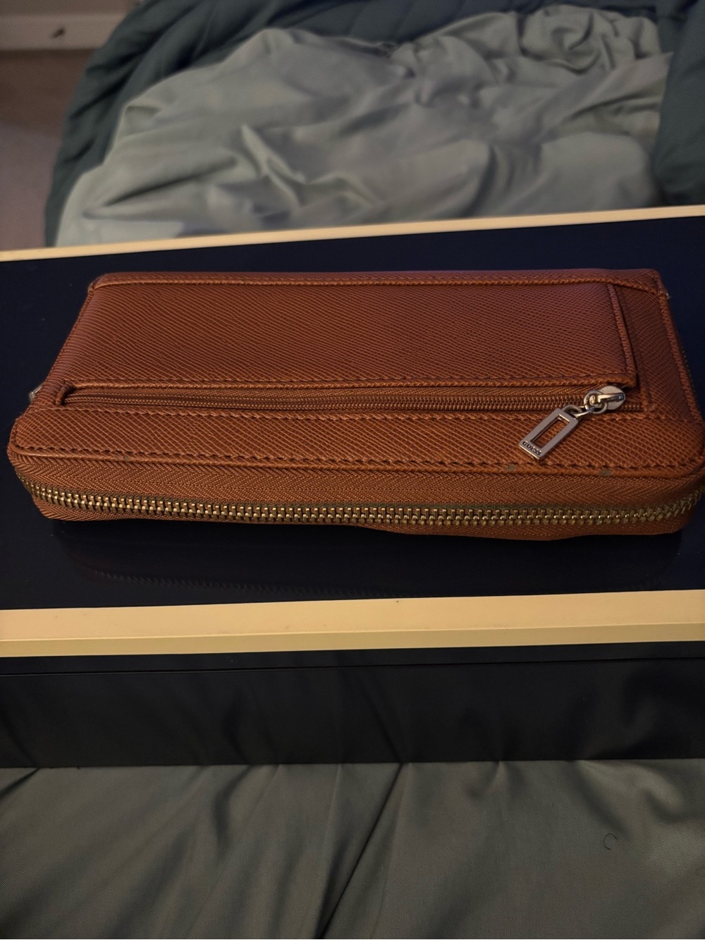 GUESS Brown Saffiano Wallet with Silver Logo Emblem - Picture 5 of 6